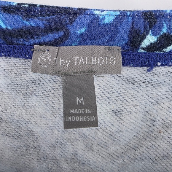 Talbots Women's Blue Swirl Print Long Sleeve Sweatshirt M Zip Sides - Picture 3 of 7